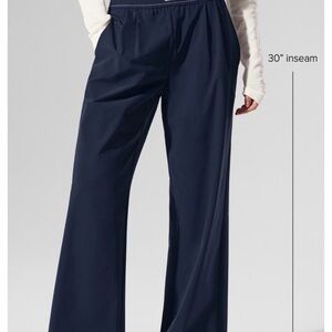 ALO Yoga Navy Suit Up Trousers Wide-Leg Pants
